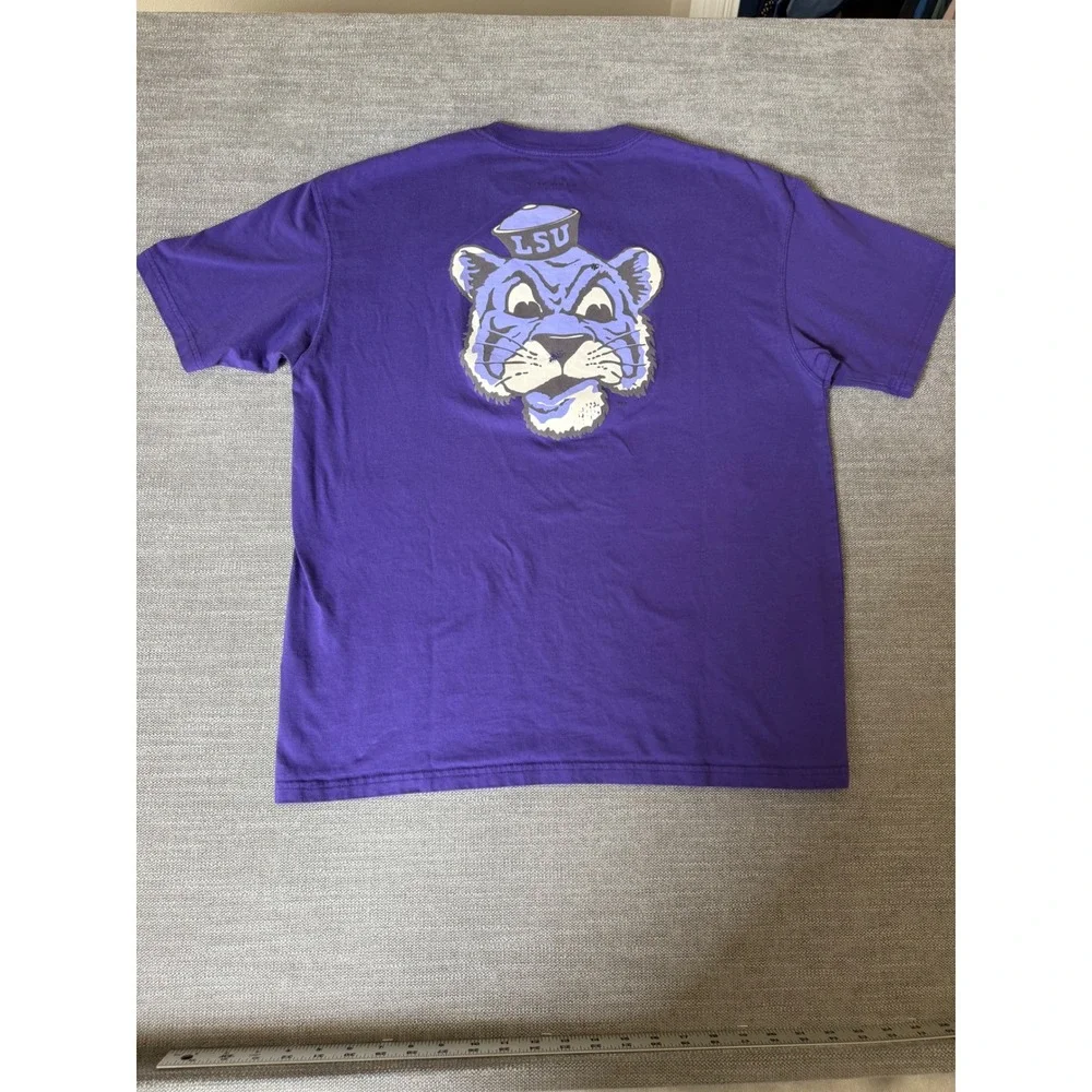 Nike LSU Tigers Shirt Mens Medium Purple Graphic Tee Baseball Vintage Tiger Head